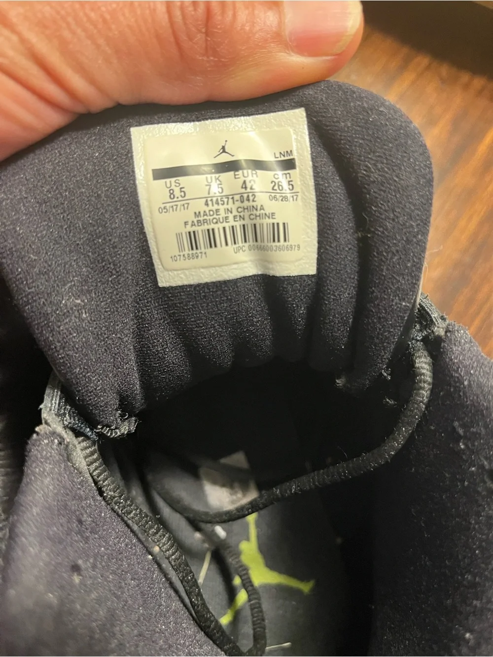 Jordan Black and Neon Green Retro Basketball Sneakers